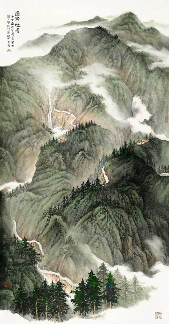 烟岚吐秀 138x69cm 2014年