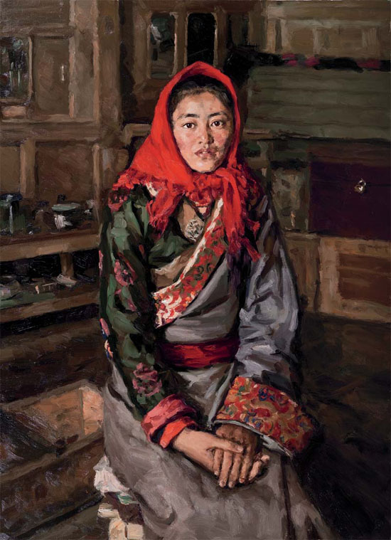 艳红的头巾 116x81cm 2015年