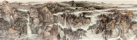 张风塘 单明波 薛波 相瑞军 崂山揽胜(局部) 中国画 145×10000cm 2015-2017年